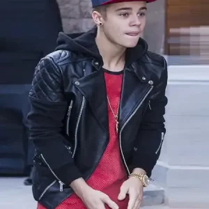 Justin-Bieber-Black-Quilted-Hooded-Jacket