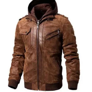 PUBG-Brown-Leather-Hooded-Jacket