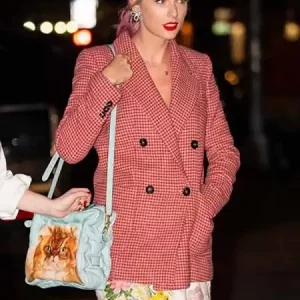 Taylor-Swift-Pink-Houndstooth-Coat