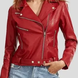 Women’s-Red-Biker-Leather-Jacket