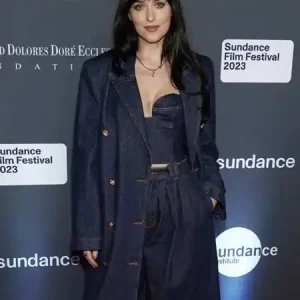Sundance Film Festival Dakota Johnson Blue Jeans Coat