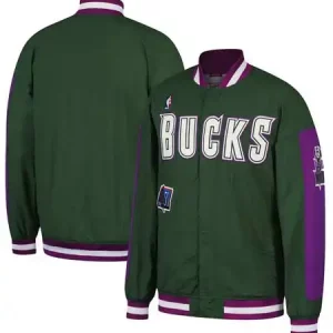 Milwaukee Bucks Mitchell & Ness Hunter Green Hardwood Classics Authentic Jacket