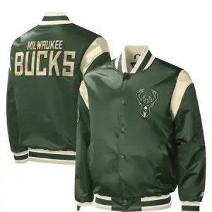 Milwaukee Bucks Starter Hunter Green Force Play Satin Varsity Jacket