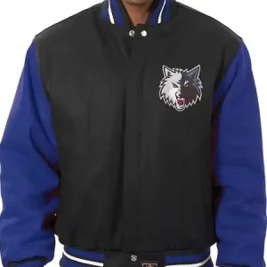 Men's Minnesota Timberwolves Jh Design Black Domestic Two-tone Jacket
