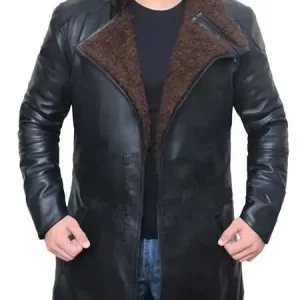 Mens The Punisher Billy Russo Shearling Black Leather Coat