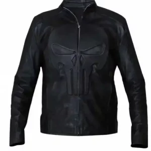 Punisher Skull Black Moto Leather Jacket