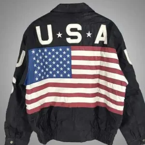 Vintage 80’s USA Flag On Back Leather Jacket