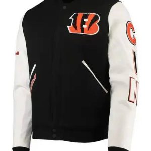 Cincinnati Bengals White And Black Varsity Jacket