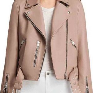 Arrow Willa Holland Biker Pink Leather Jacket