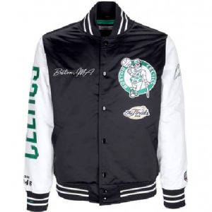Boston Celtics NBA Team Origins Letterman Satin Varsity Jacket