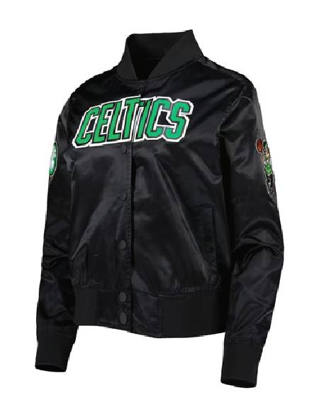 Boston Celtics NBA Pro Standard Classics Satin Black Varsity Jacket
