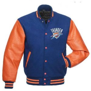 Oklahoma City Thunder Letterman Orange And Blue Jacket