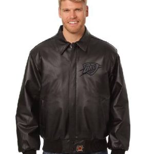 Oklahoma City Thunder Jh Design Black Tonal Leather Jacket