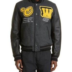 Cat Wool Blend And Leather Varsity Jacket