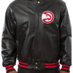 NBA Atlanta Hawks Black Varsity Leather Jacket