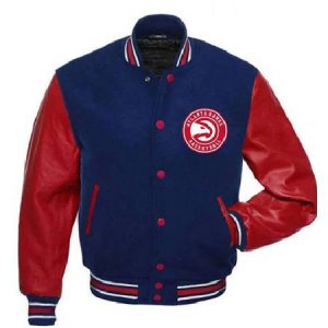 Nba Atlanta Hawks Red And Blue Varsity Wool Jacket