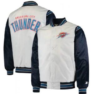Oklahoma City Thunder Starter Blue And White Satin Jacket