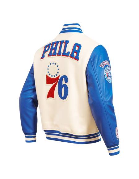 Philadelphia 76ers Pro Standard Cream Retro Classic Varsity Jacket