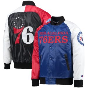 NBA Philadelphia 76ers Starter Royal Red And White Tricolor Remix Raglan Jacket