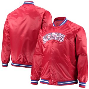 Philadelphia 76ers Mitchell & Ness Red Big And Tall Hardwood Classics Raglan Jacket