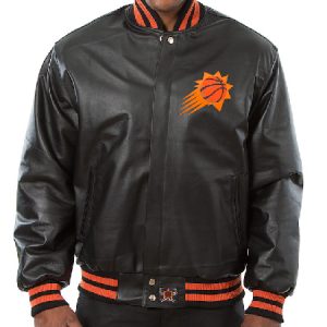 Phoenix Suns Jh Design Black Big And Tall All Leather Logo Jacket