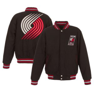 Portland Trail Blazers Jh Design Black Reversible Embroidered Logo Jacket