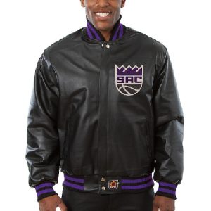 Sacramento Kings JH Design Domestic Team Black Leather Jacket
