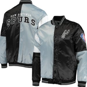 San Antonio Spurs Starter Silver And Black 75th Anniversary Leader Color Block Jacket