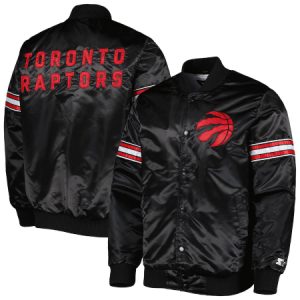 Take your Raptors fandom to the next level with the Toronto Raptors Starter Black Pick and Roll Varsity Jacket - a sleek and stylish tribute to the team's winning plays.