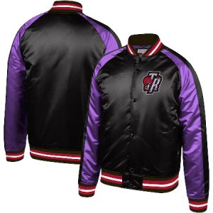 Toronto Raptors Mitchell And Ness Black Hardwood Classics Colorblock Jacket
