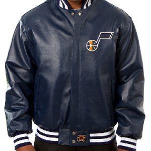 Utah Jazz JH Design Navy Big & Tall All-Leather Logo Jacket