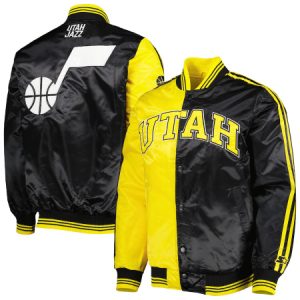 Utah Jazz Starter Gold And Black Fast Break Satin Jacket