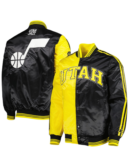 Utah Jazz Starter Gold And Black Fast Break Satin Jacket