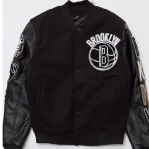 NBA Brooklyn Nets Black Varsity Jacket