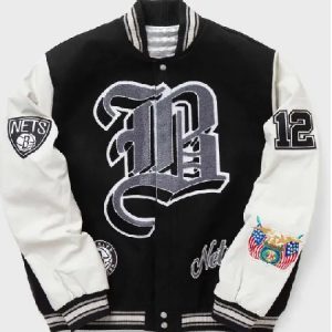 NBA Brooklyn Nets 12 Black Letterman Jacket