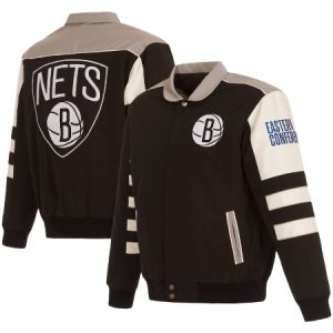 Brooklyn Nets Jh Design Black Stripe Colorblock Jacket