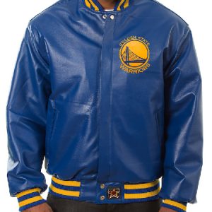 Stand tall as a Golden State Warriors fan with the JH Design Royal Big & Tall All-Leather Logo Jacket - Embrace team spirit in a stylish and comfortable fit!