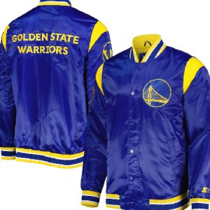 Starter Royal Golden State Warriors Force Play Satin Varsity Jacket