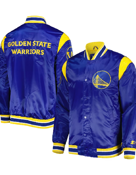 Starter Royal Golden State Warriors Force Play Satin Varsity Jacket