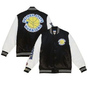 Golden State Warriors Mitchell & Ness Black Team Origins Satin Jacket