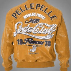 Make a bold fashion statement with the 1978 Soda Club Mustard Pelle Pelle Jacket - embrace the retro vibe with a modern twist!