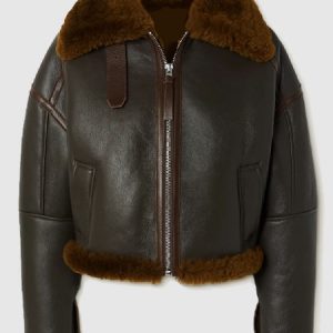 Stacy Shearling Trimmed Textured Leather Jacket