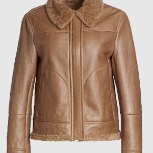 Monica Shearling Fur Lined Brown Jacket
