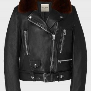 Jillian Black Motorcycle Real Leather Jacket