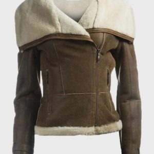 Dana Classical Style Brown Leather Shearling Jacket