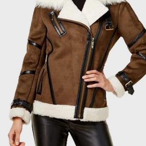 Sandra Brown Faux Fur Real Leather Jacket