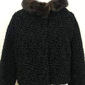 Women’s Bomber Persian Lamb Mink Fur Collar Jacket