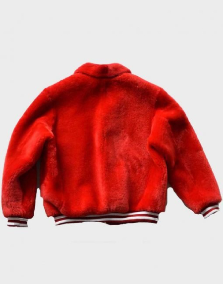 Kayla Red Fur Sheep Bomber Jacket