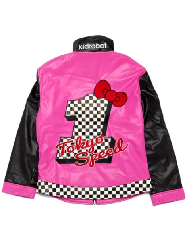 Mens And Womens Hello Kitty Racer Pink And Black Jacket
