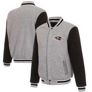 Baltimore Ravens NFL JH Design Gray/Black Reversible Jacket
